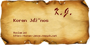 Koren János névjegykártya